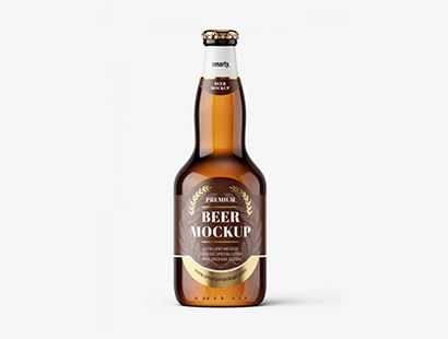 免费棕色啤酒瓶/玻璃瓶子PSD样机下载