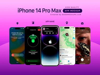 新款免费iPhone 14 Pro Max（2022）样机PSD智能贴图下载