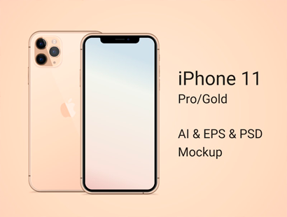 iPhone 11 Pro 金色PSD样机素材