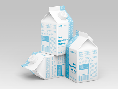 免费牛奶包装盒PSD样机