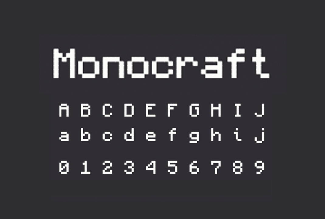 开源字体 |  等宽编程字体 Monocraft 免费商用像素风格英文字体下载
